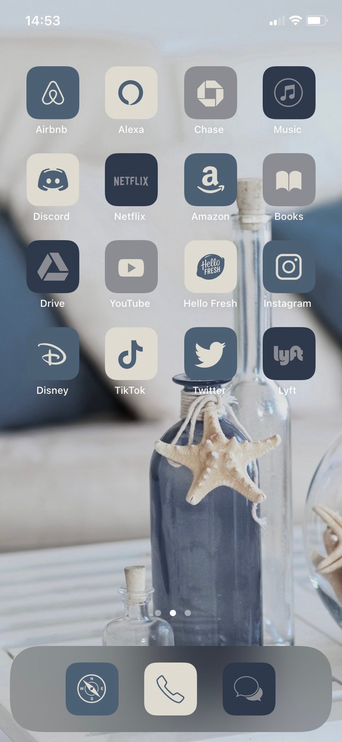 Ios 14 App Icons Dusty Blue Navy Mediterranean Ocean Sea Etsy