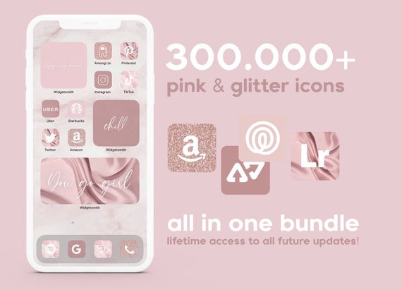 App Icons Pink & Glitter Aesthetic Pink Pastel Etsy