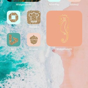 Bohemian App Icons Coral, Peachy, Teal, Sky Blue, Summer, Retro, Beach Colors Aesthetic Boho Home Screen iPhone Widgets image 6