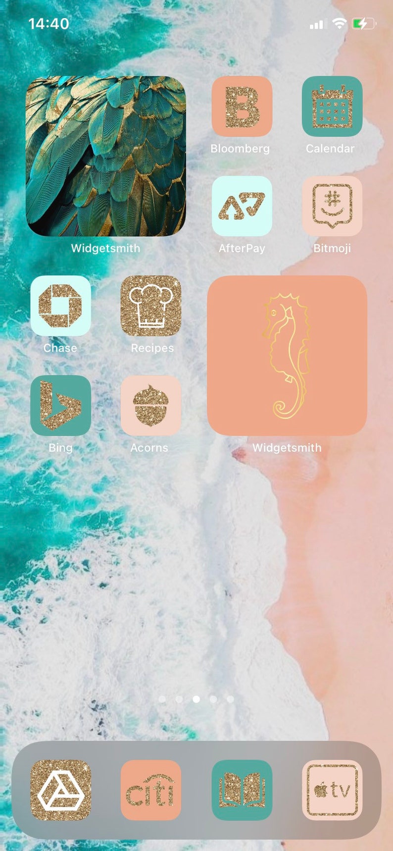 Bohemian App Icons Coral, Peachy, Teal, Sky Blue, Summer, Retro, Beach Colors Aesthetic Boho Home Screen iPhone Widgets image 6