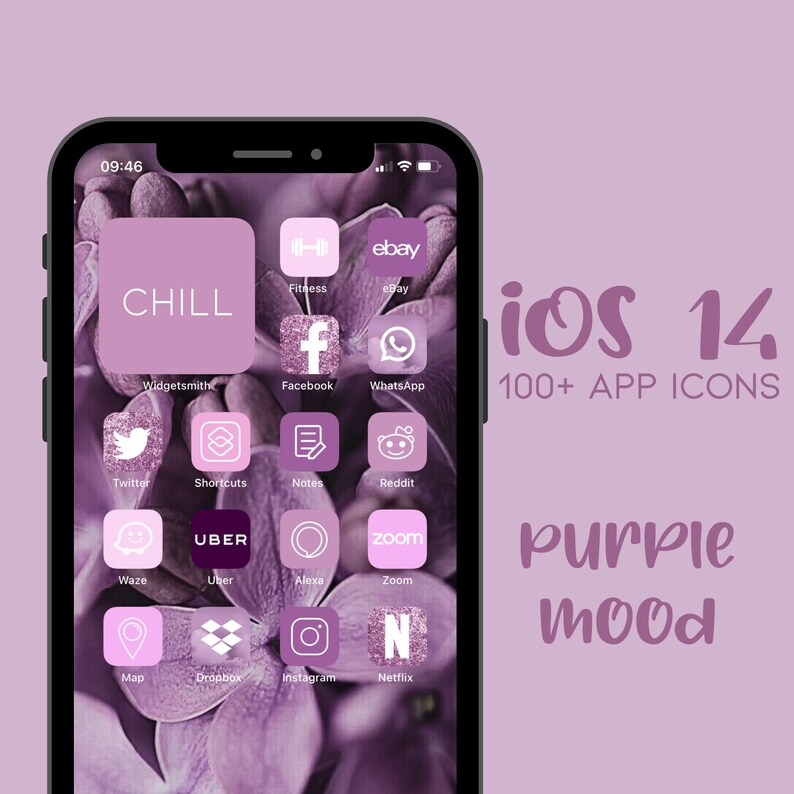 100 iOS 14 App Icons Purple Mood Lilac Pastel Dreamy Etsy