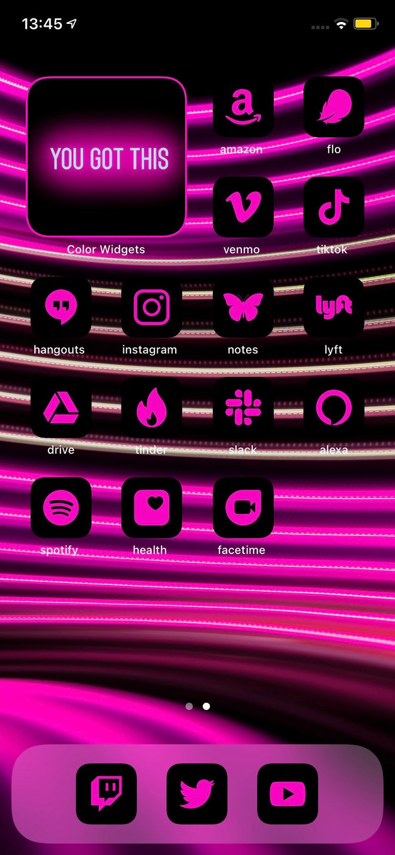 App Icons Neon Pink Black Pink, Aesthetic Home Screen Colorful App Icons, Widgets Neon, iPhone, Android image 9