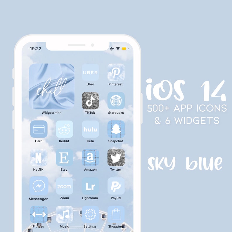500 iOS 14 App Icons Sky Blue Custom your iPhone Home Etsy