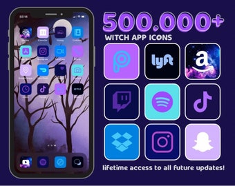 Witch, Halloween App Icons | Purple, lilac, black, blue, witchy, widgets, wallpapers, aesthetic homescreen, iphone + android