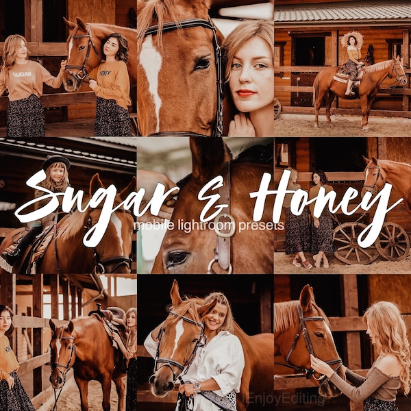 6 Presets Lightroom Mobile Sugar & Honey | Western, Horses, Texas, Earth Tones, Golden, Field, Rustic, Country Presets | Insta-feedfilters