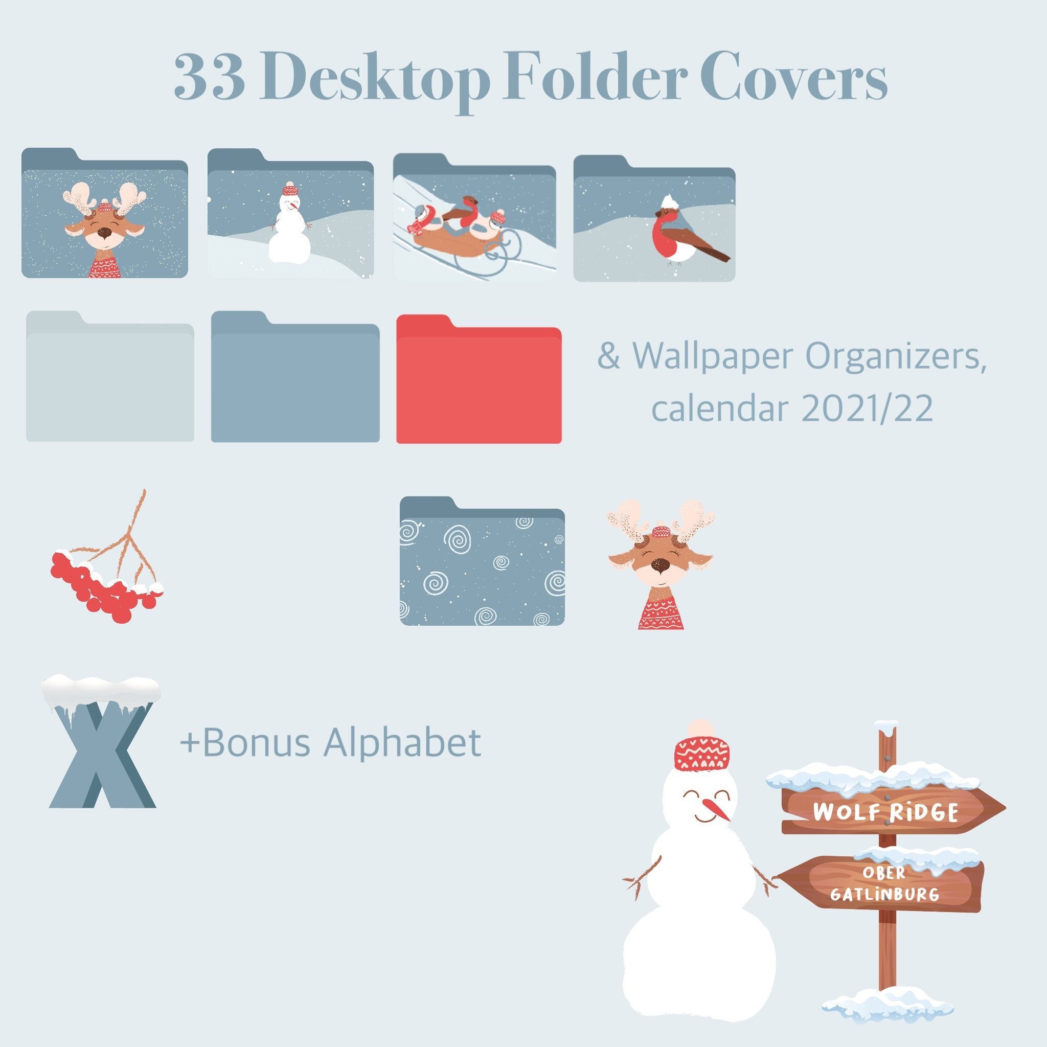 Wallpaper Organizers 170+ Folder Covers for Desktop Home Screen folder icons macbook imac Winter pink pastel aesthetic mac