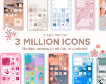 MEGA Bundle App Icons | Bunt, boho, Sommer, petrol, Frühling, beige, blau, rosa ästhetische home-Bildschirm, iphone und android Thema, ipad