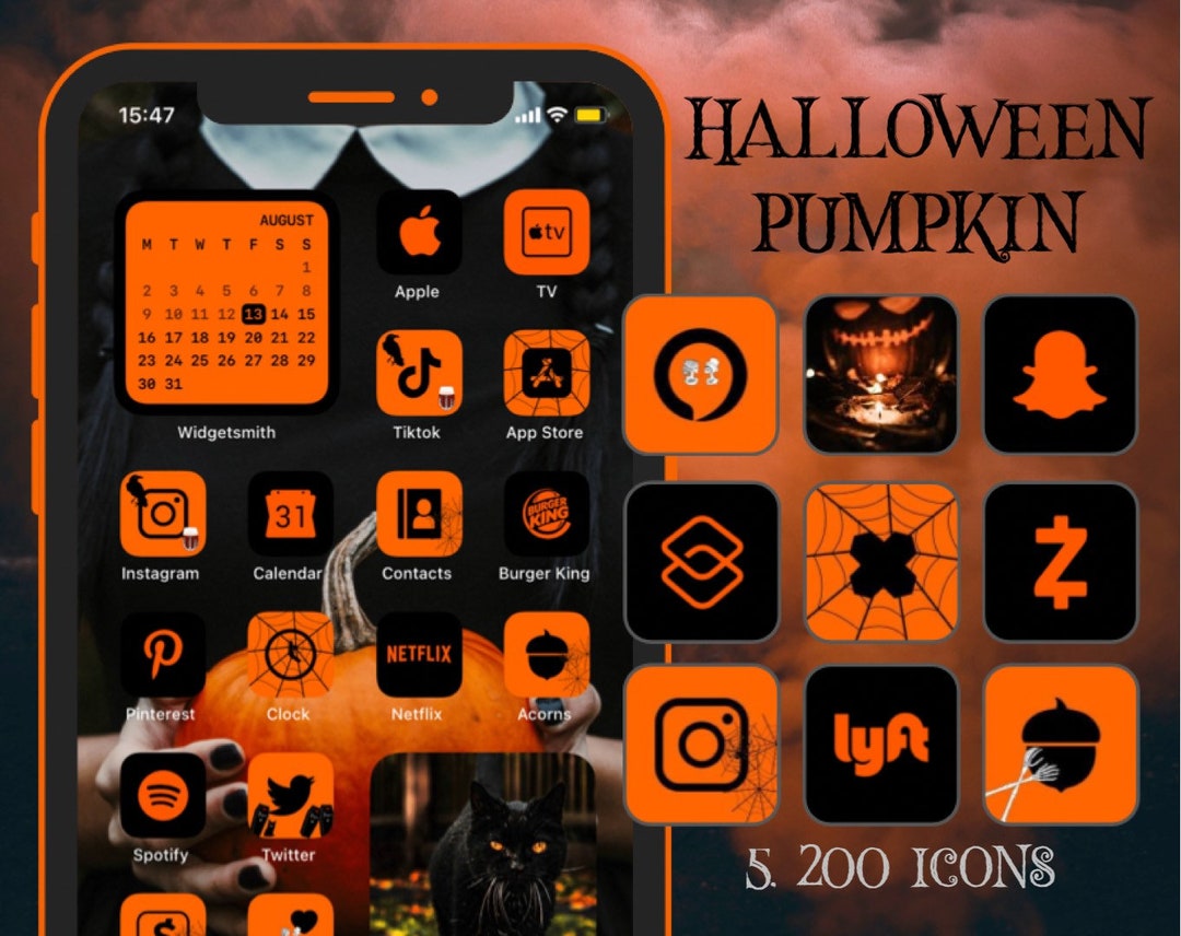 Cute Icons for iPhone: Elevate Your Home Screen with Adorable, Aesthetic Designs That Spark Joy 8 5,200 Halloween Pumpkin App Icons | Black, Orange, Spooky Season ...