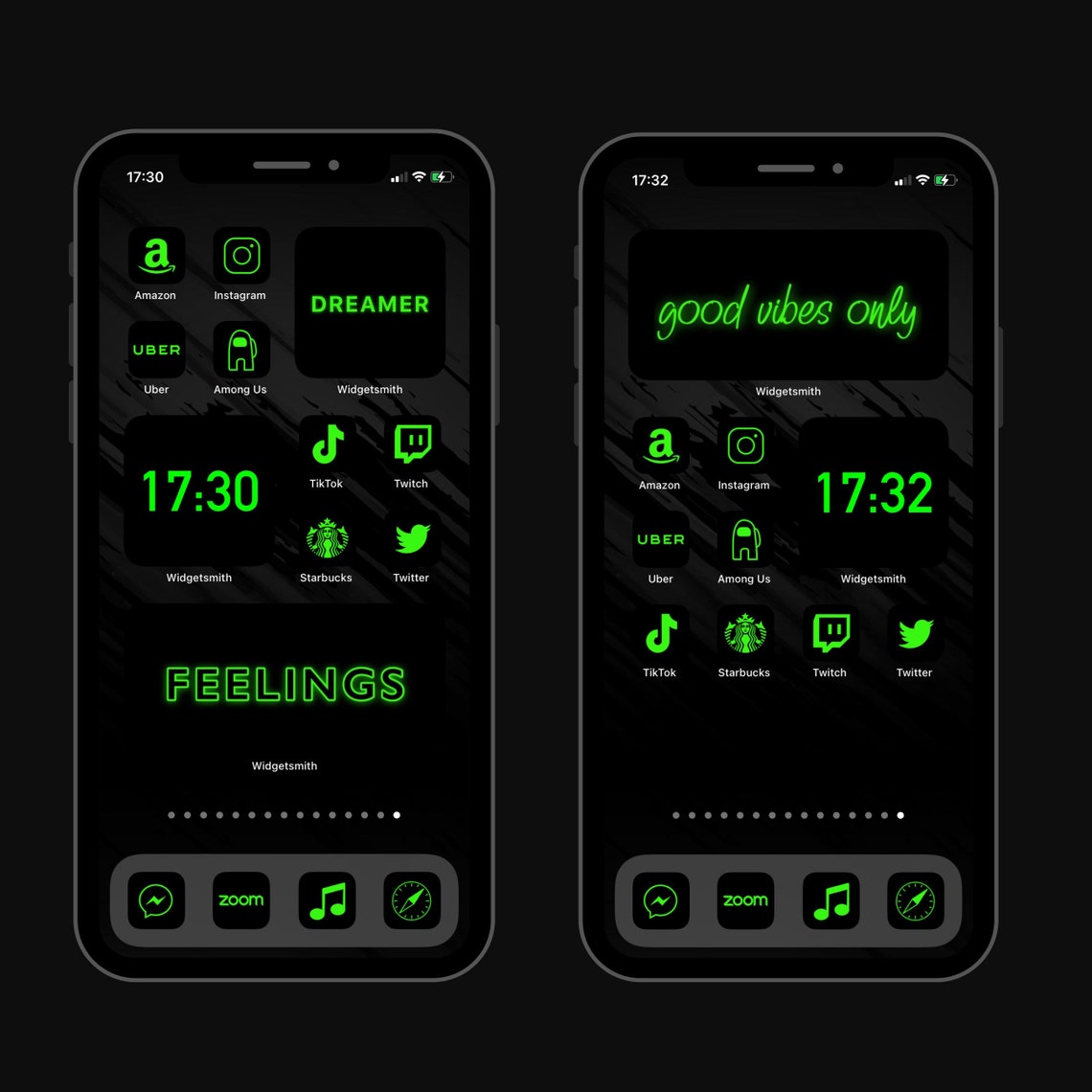 160 App Icons Green Neon iOS 14 Aesthetic Home Screen Etsy