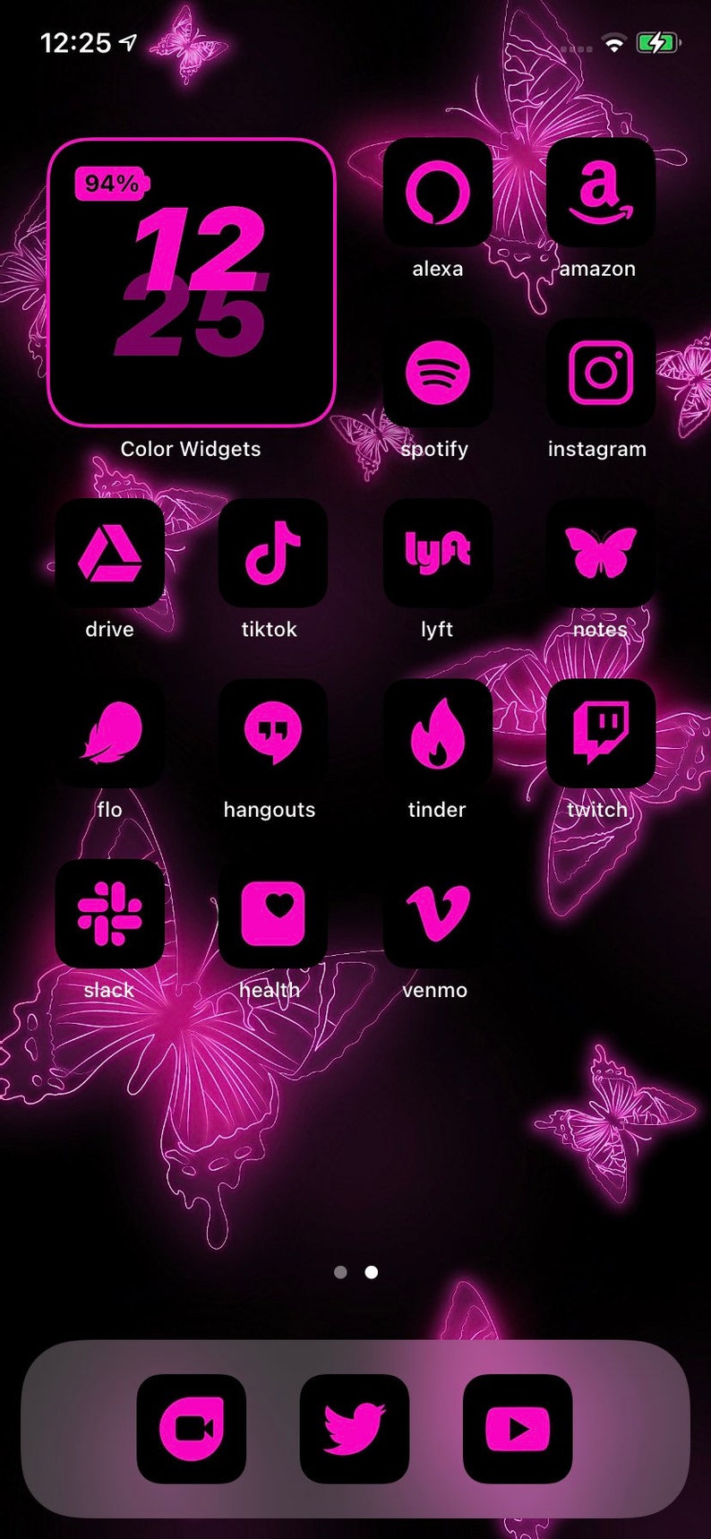 App Icons Neon Pink Black Pink, Aesthetic Home Screen Colorful App Icons, Widgets Neon, iPhone, Android image 2