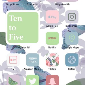 App Icons Colibri Life Summer, botanical, floral, spring, pink, mint, blue, flowers icons Aesthetic Home Screen iPhone iOS 14, 15 image 2