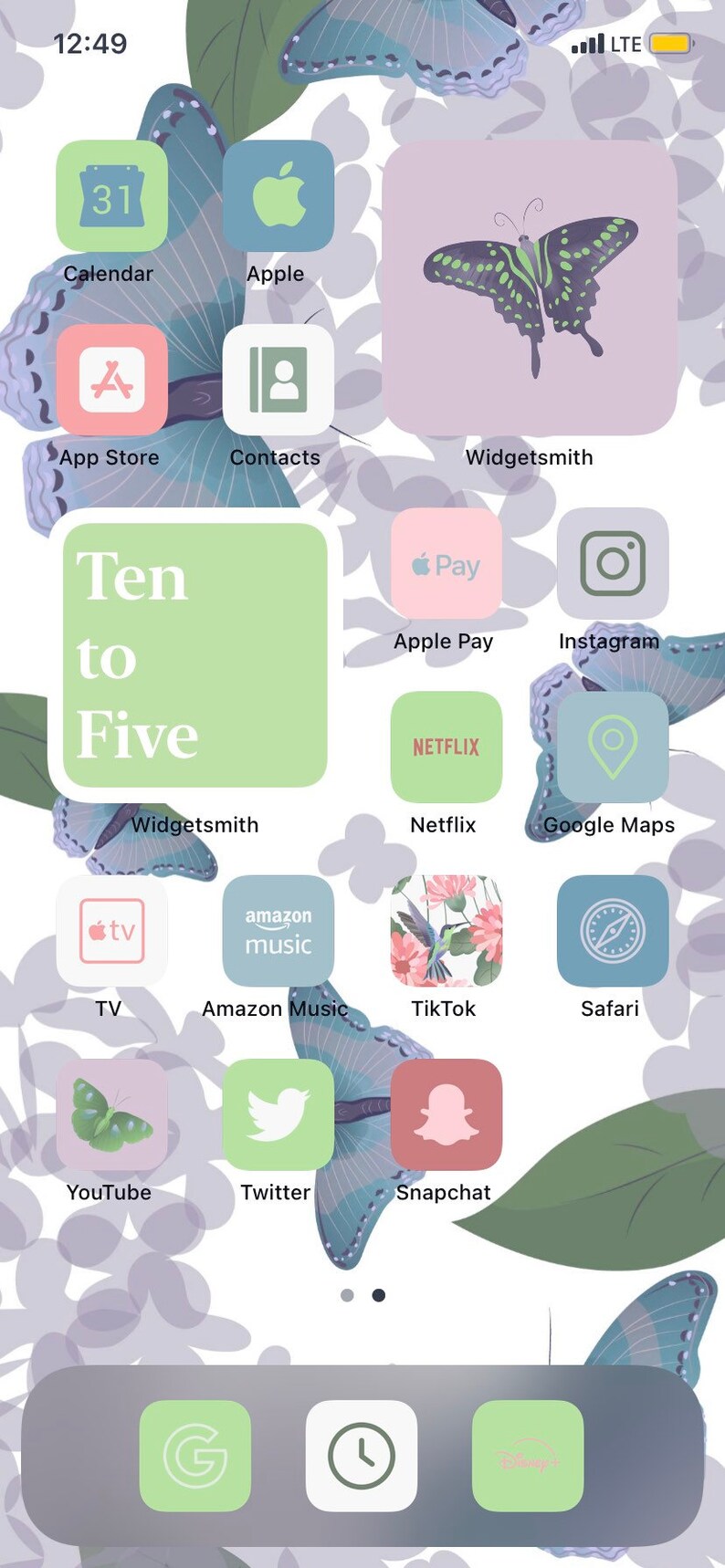 App Icons Colibri Life Summer, botanical, floral, spring, pink, mint, blue, flowers icons Aesthetic Home Screen iPhone iOS 14, 15 image 2