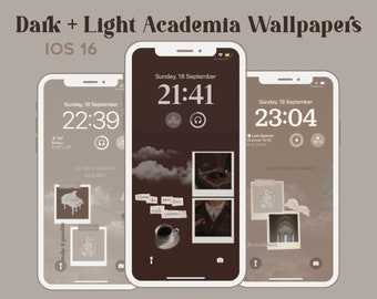 iOS 16 Lockscreen Wallpapers Dark + Light Academia, Brown, Beige, neutral aesthetic, fall backgrounds, autumn theme minimalist set