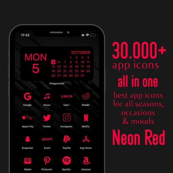 30 000 Ios 14 App Icons Red Black App Covers Custom Your Etsy