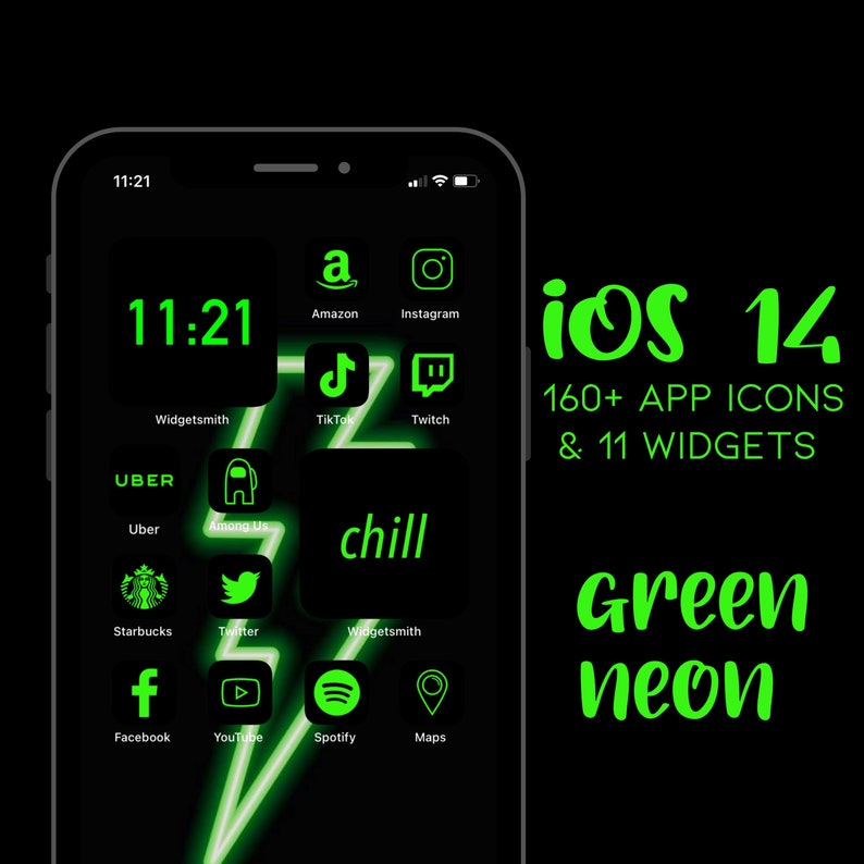 neon ios icons aesthetic widget