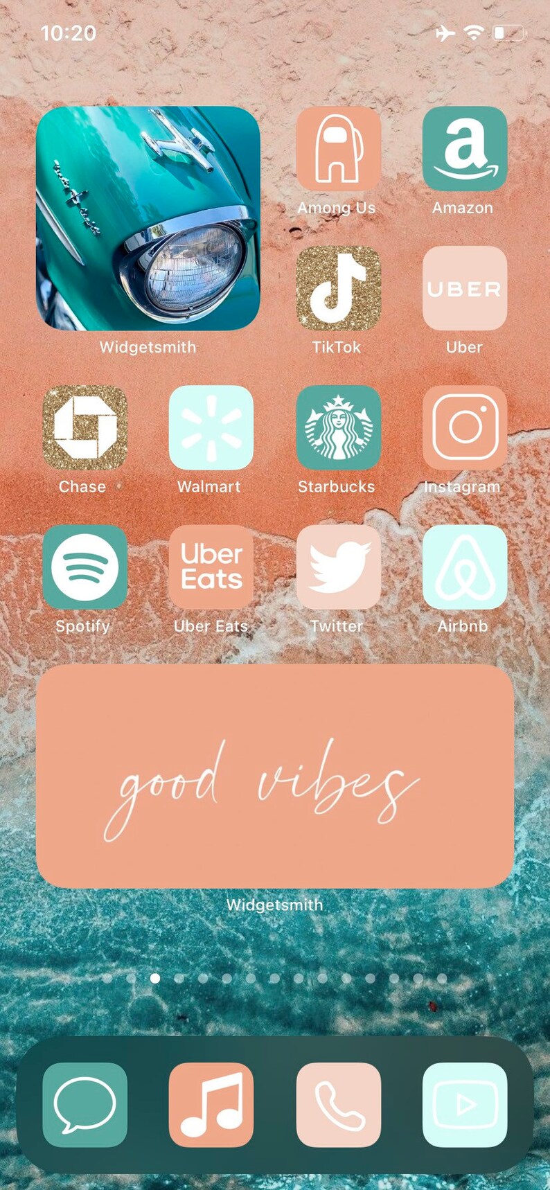 Bohemian App Icons Coral, Peachy, Teal, Sky Blue, Summer, Retro, Beach Colors Aesthetic Boho Home Screen iPhone Widgets image 5