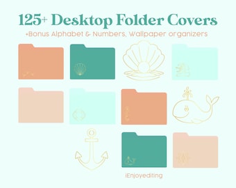 125 Desktop Folders Bohemian | Ocean Peachy Sunny Summer Icons | Desktop Wallpaper Organizer | MacBook PC Folder Icons