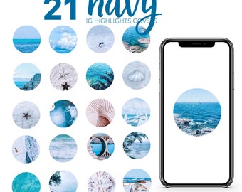 NAVY Instagram Highlight Covers | Blue, Ocean, Summer, Clouds, Mediterranean Stories Covers IG | Icons Covers for Stories