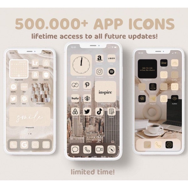 App Icons Neutral Aesthetic | Beige, Cream, Nude, Natural Light Tones, Minimalist | iPhone Home Screen Organization iOS 14 - 15