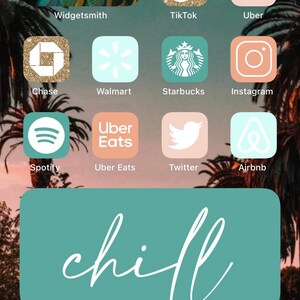 Bohemian App Icons Coral, Peachy, Teal, Sky Blue, Summer, Retro, Beach Colors Aesthetic Boho Home Screen iPhone Widgets imagem 3