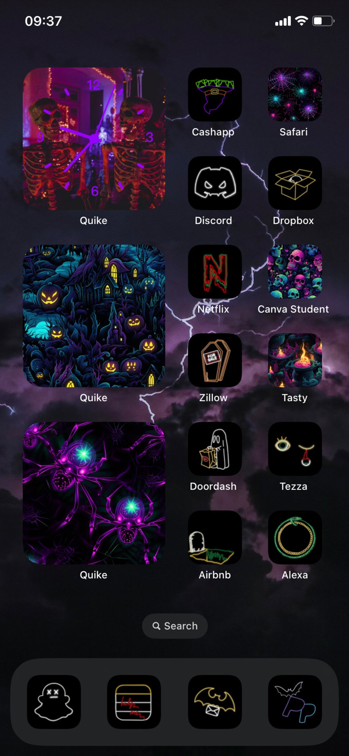 Halloween Neon App Icons, Red, Orange, Green, Yellow Homescreen, iPhone