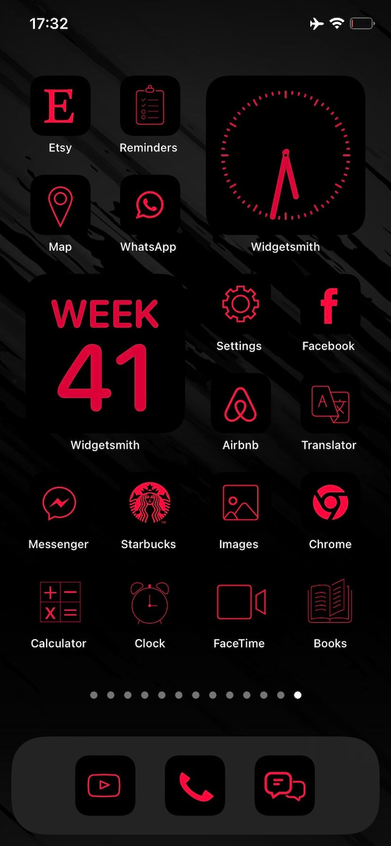 100 iOS 14 App Icons Red Black App Covers Custom your Home Etsy