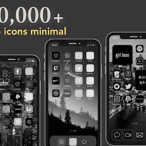 Icone app Trendy / Nero, Bianco, Grigio, Minimalista / Widget, Sfondi