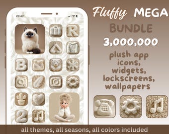 App Icons Beig Plüsch, braun, Herbst, neutrale Ästhetik, herbstlich, edel homeScreen, iphone + android Theme, Wallpaper Hintergründe 3d