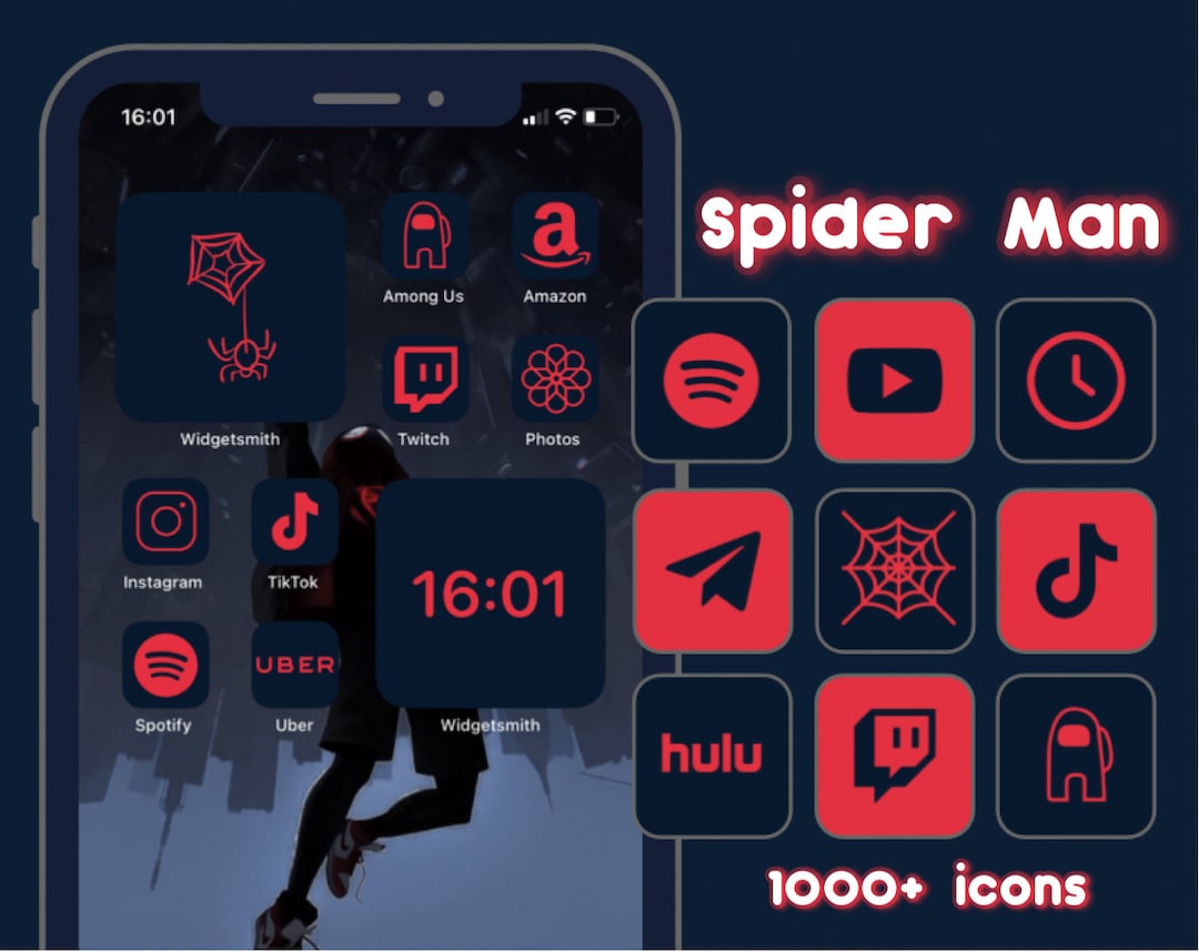 App Icons Red & Blue Navy Minimal, Aesthetic Home Screen, Movie Inspired Widgets, Widgetsmith Etsy