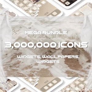MEGA BUNDLE App Icons, Beige, neutral, brown, dark and light academia, white, black, aesthetic homescreen, widgets and wallpapers included