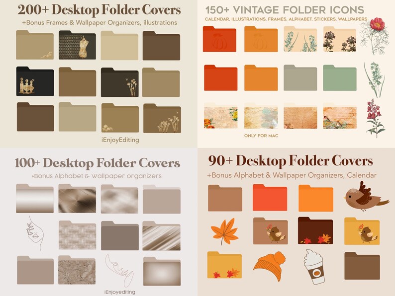 File Folder Bonus MEGA BUNDLE Folder Icons | Purple, Beige, Pink, Light Blue, Green ...