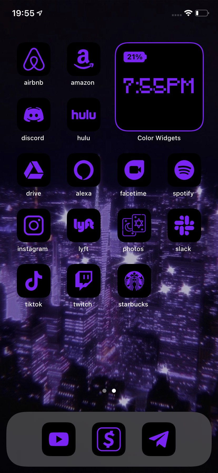 App Icons Neon Purple Lilac Light Black Aesthetic Home - Etsy