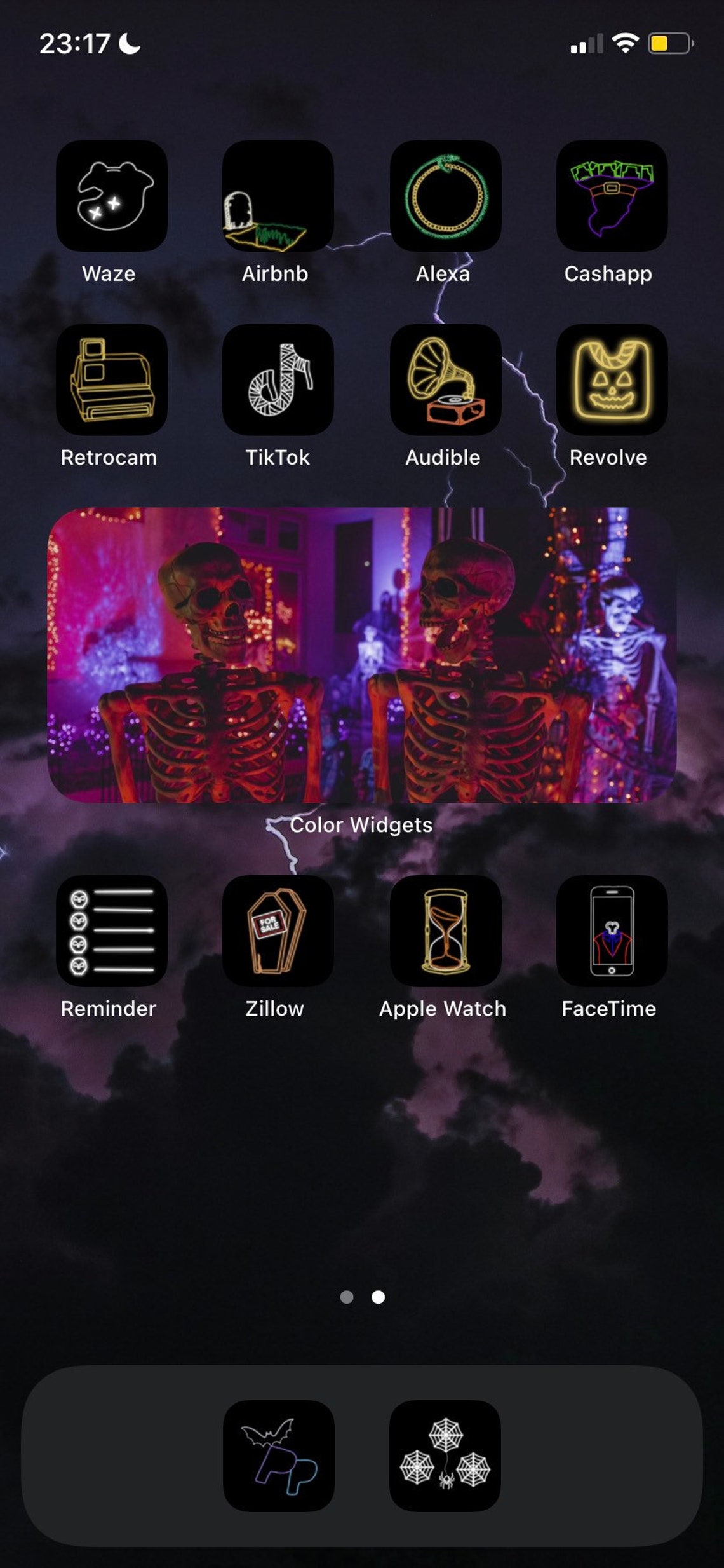 Halloween Neon App Icons, Red, Orange, Green, Yellow Homescreen, iPhone