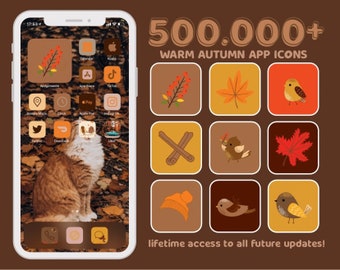 Warm Autumn App Icons | Brown, beige, yellow, orange, neutral | Fall aesthetic Home Screen iPhone Widgets, theme, layout