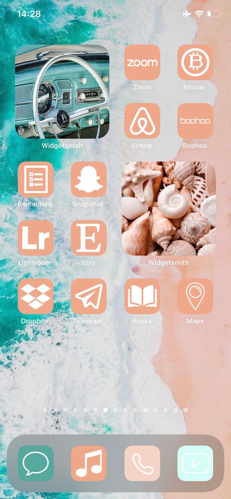 Bohemian App Icons Coral, Peachy, Teal, Sky Blue, Summer, Retro, Beach Colors Aesthetic Boho Home Screen iPhone Widgets imagem 7