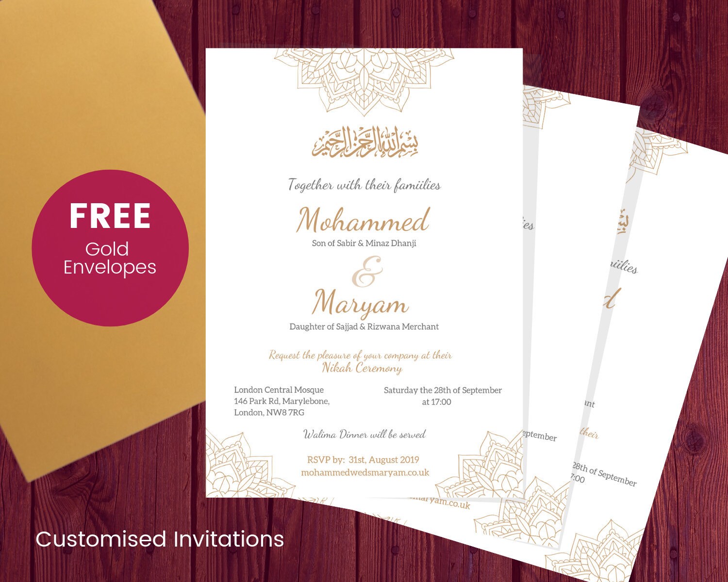 Elegant Muslim Wedding Invitations Wedding Dress And Planner Online