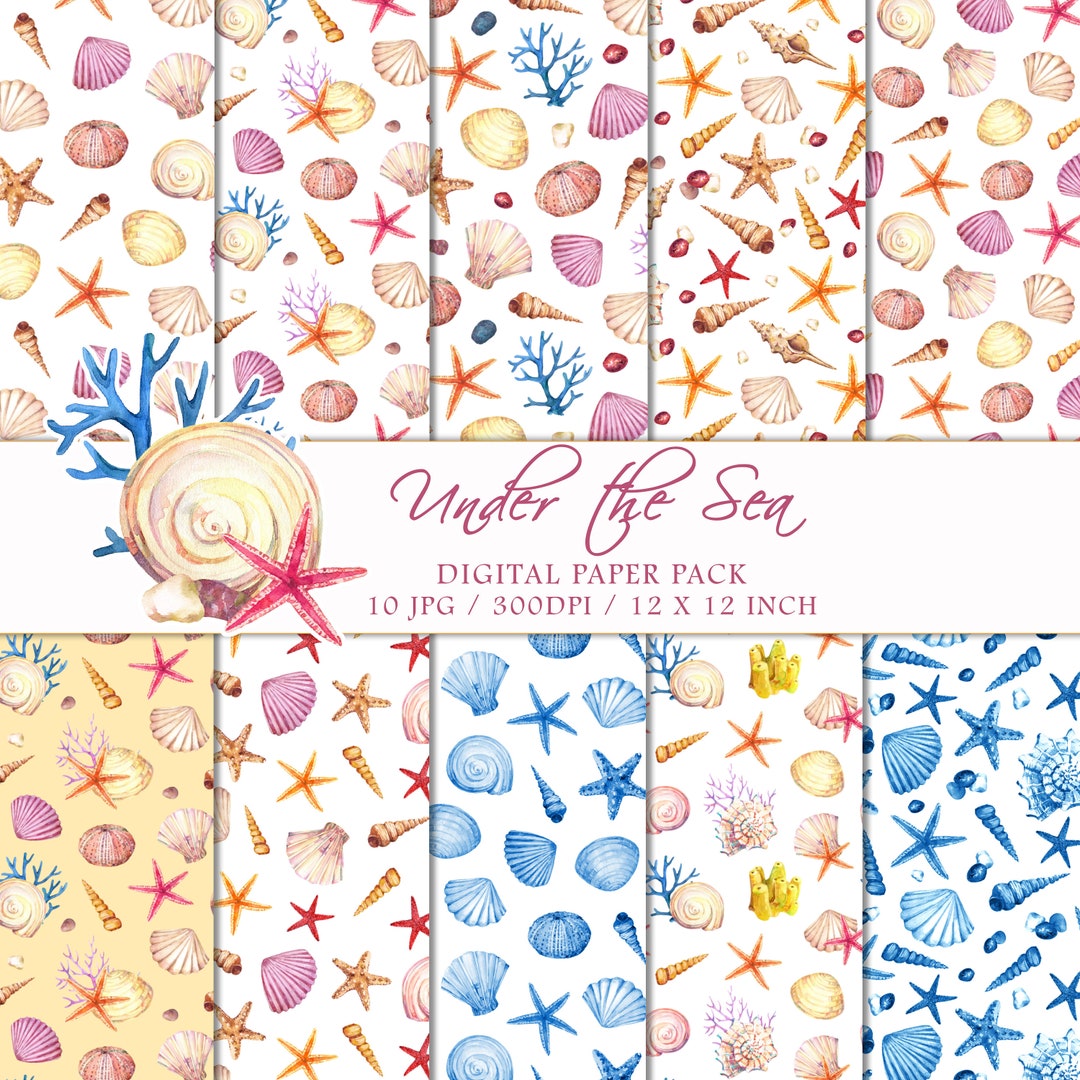 Shell Paper Patern Shells Digital Paper Set Seamless Pattern Paper Digital - Etsy