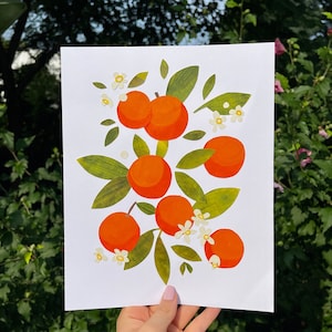 Handcut Collage Art | 8x10 Orange Tree