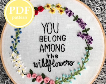 Hand Embroidery Pattern- Wildflowers~ Digital Download PDF