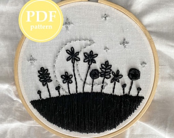 Hand Embroidery- Midnight Meadow~ Digital Download PDF
