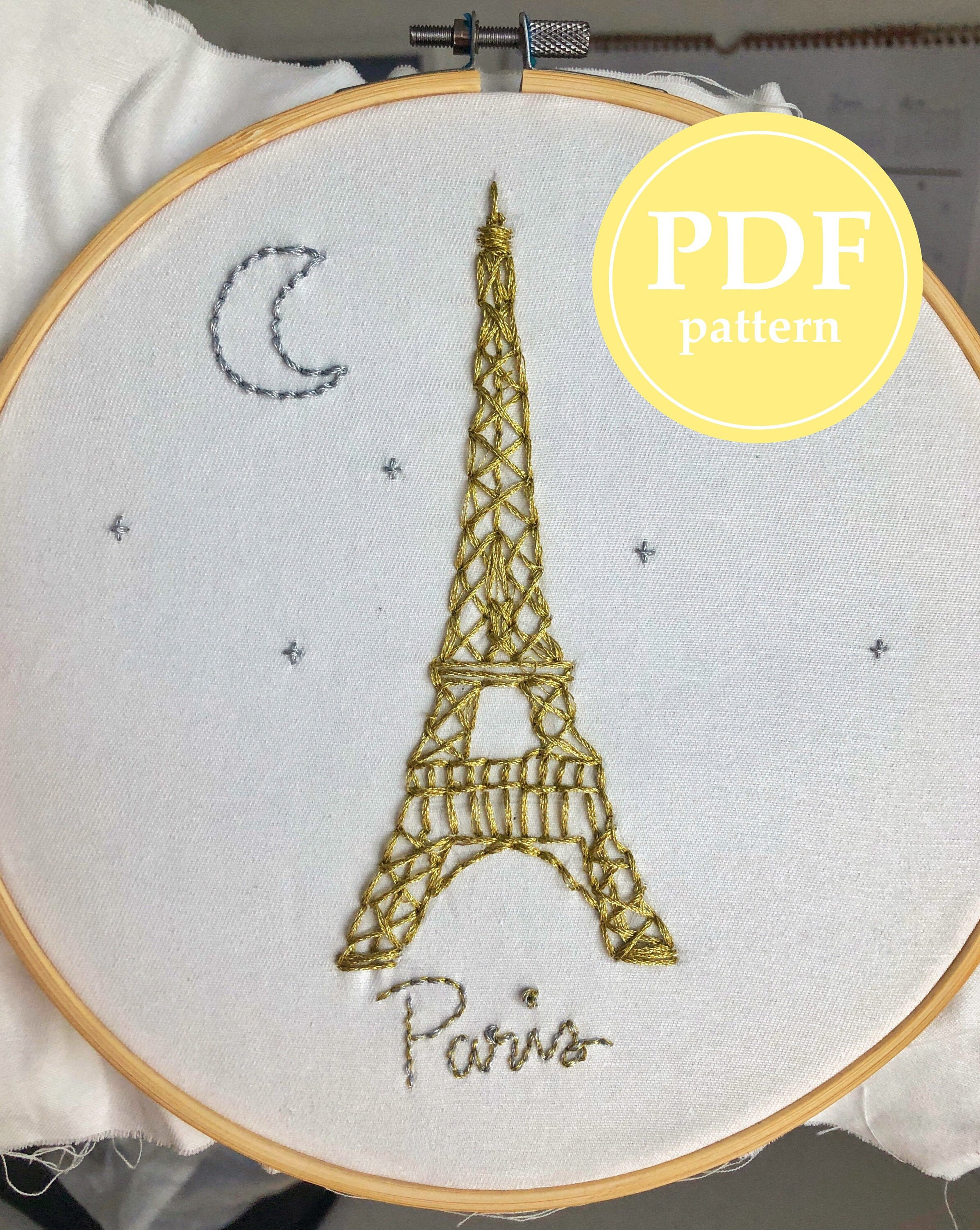 Hand Embroidery Pattern- Eiffel Tower~ Digital Download PDF