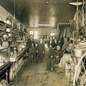 Vintage/Early 1900's/Hardware Store Photo/interior Scene/Patrons/Printable/Digital Download/Black and White/8x10/9x16