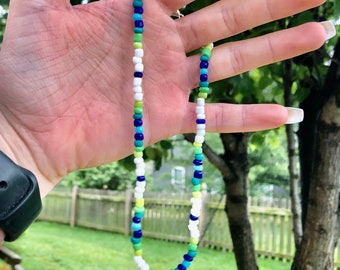 coral reef choker - beaded choker - blue choker - green choker - teal choker