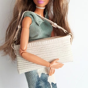 1:6 scale handbag, doll purse, doll accessories, rectangular doll purse, leather doll handbag