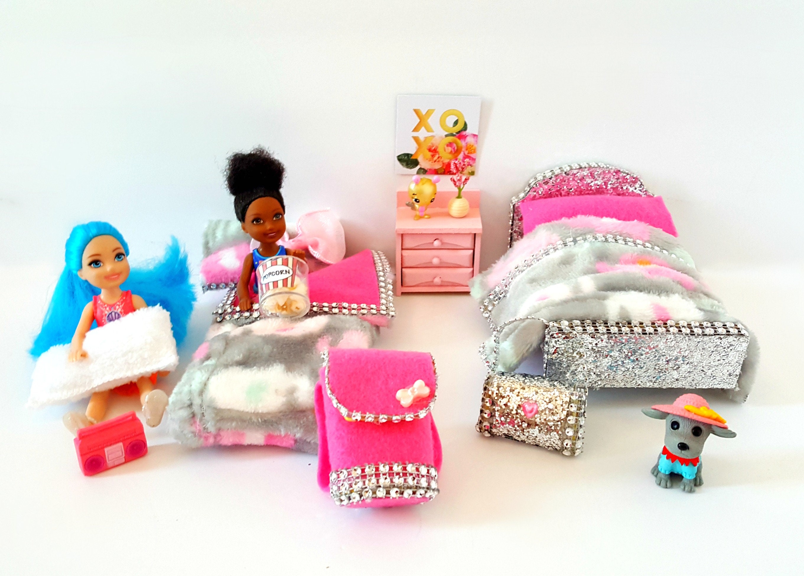 Dollhouse Bedroom Set Miniature Bedroom Furniture Doll Bed Etsy