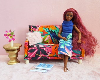 Floral doll sofa, miniature sofa
