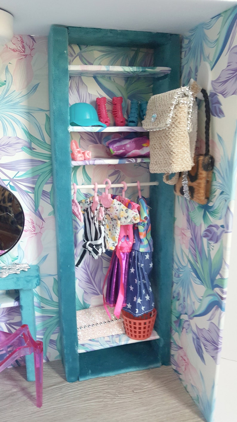 Doll Walk in Wardrobe Closet, Doll Closet, Large Doll Closet, Girls ...