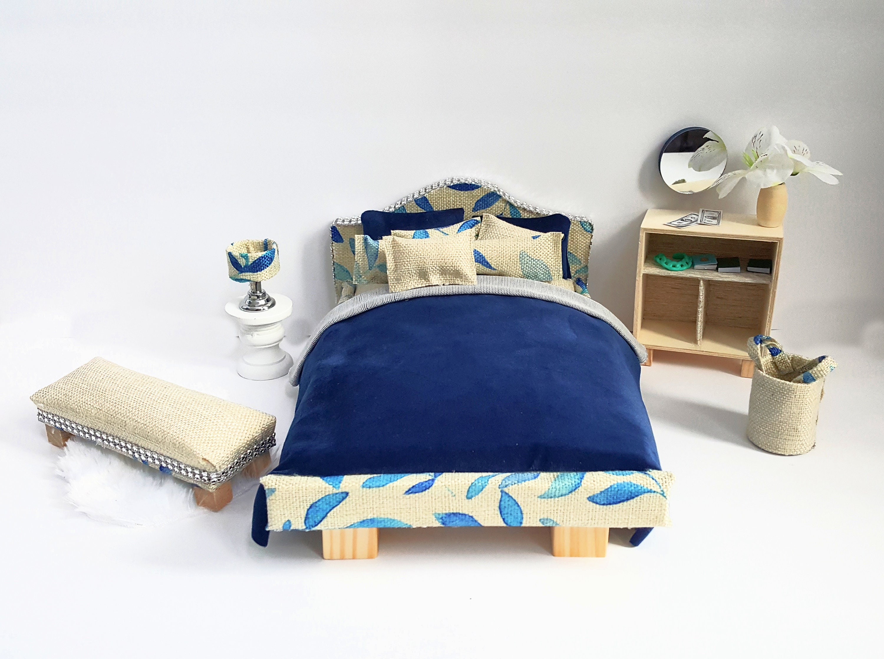 Puppenhaus Schlafzimmer Set Barbie Puppenbett Mädchen | Etsy