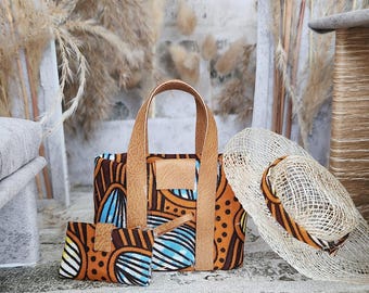 Sac fourre-tout à l'échelle 1:6, sac à main et portefeuille africains miniatures