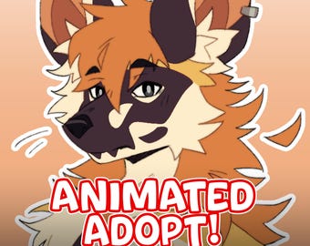 Animated Anthro Furry Adopt / Wild Dog / Hand-Drawn Furry Character GIF with Full-body Drawing & Ref Sheet